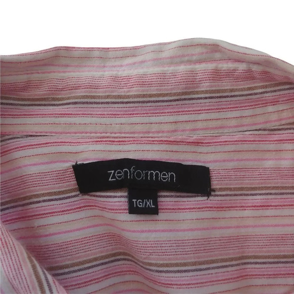 Zenformen Work  Office Business Casual Bitton Down Dress Shirt Pink Stripes XL - Picture 8 of 9